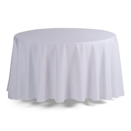 Atlas Commercial Products 108" Round Polyester Tablecloth, White PY-108R-01